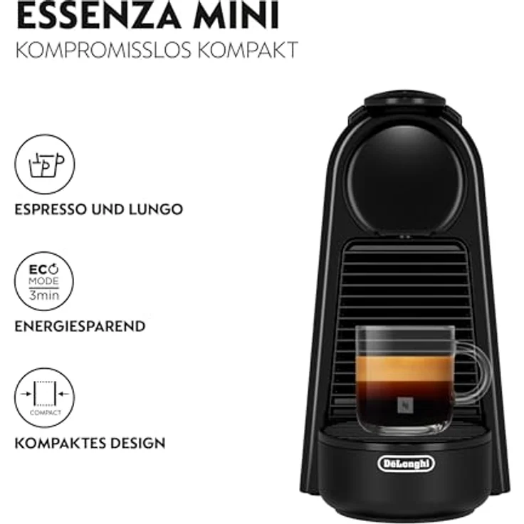 De'Longhi Nespresso Essenza Mini EN85.B, kompakte Kapselmaschine mit 19-Bar-Druckpumpe und Thermoblock-Heizung, schwarz – Bild 4