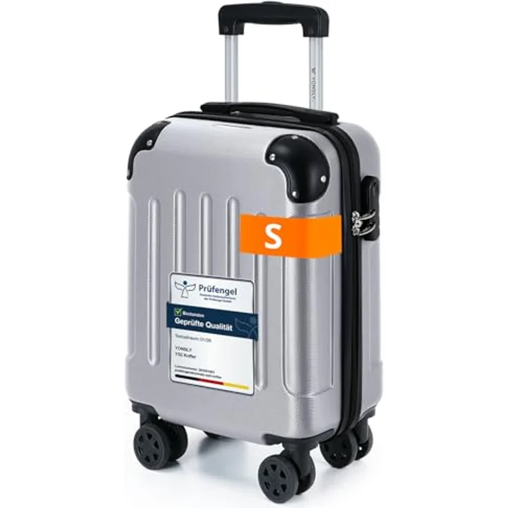YONSLY Hartschalen Reisekoffer, Gepäck Trolley mit 360° Lenkrollen, Zahlenschloss, Mehrstufiger Teleskopgriff (S, Silber) – Bild 1