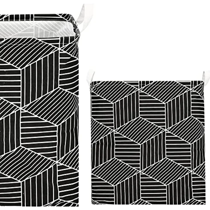 SPRINGOS Wäschesammler Wäschetruhe Viereckiger Wäschesack mit Henkel, schwarz, 35 Liter, wasserfestes Innenmaterial, modernes Design – Bild 4