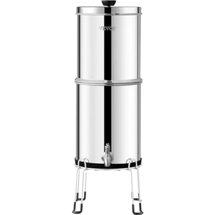 VEVOR Schwerkraft-Wasserfiltersystem, 304 Edelstahl, 2,25 Gallonen, reduziert Blei und bis zu 99 % Chlor, mit 2 Kohlefiltern und Zapfhahn – Bild 9