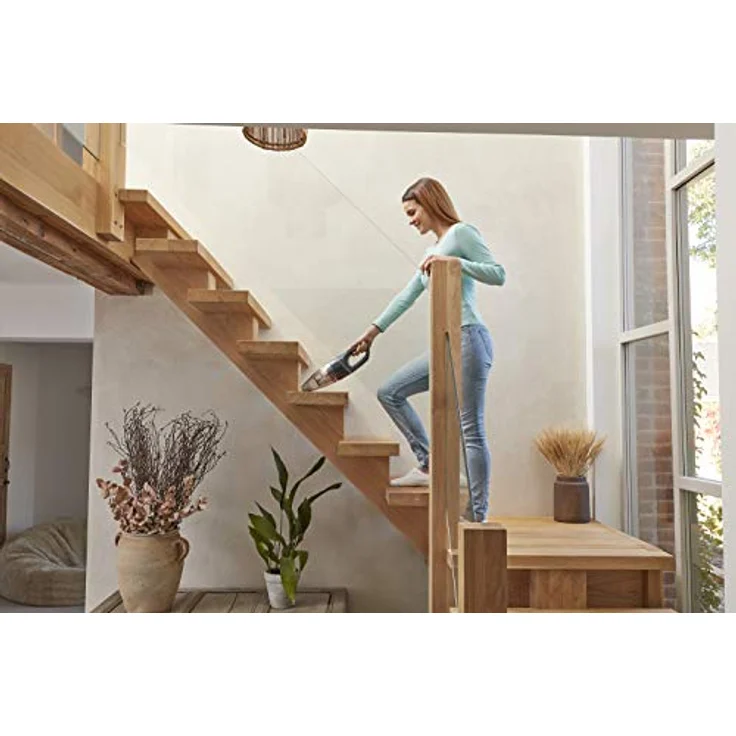 Black + Decker 2-in-1- Akku-Stielsauger, Boden- & Handsauger (21.6V, mit Turbobürste für hartnäckigen Schmutz, selbststehend, inkl. Ladekabel, Wandbefestigung, Fugendüse, Polsterbürste) SVB620JW – Bild 3
