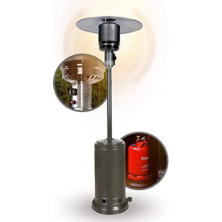 APANA 14KW Gas Heizpilz Bellamente ONE Gasheizstrahler für Terrasse Balkon Garten mit Rollen Umkippsicherung und Abschaltautomatik in anthrazit – Bild 1