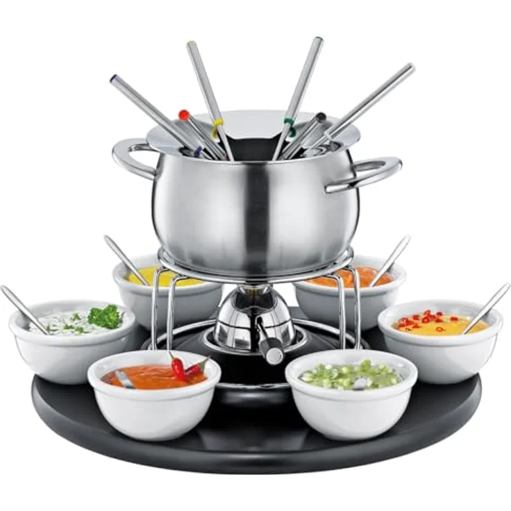 Spring Fondue CAROUSEL Fondue-Garnitur schwarz, 22-teiliges Set mit induktionstauglichem Edelstahl-Topf und Zubehör – Bild 2