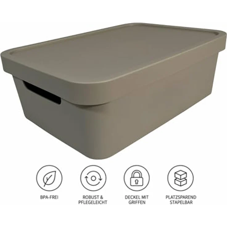 Plastard Aufbewahrungsboxen 19 L, 4er-Set, beige, BPA-frei, stapelbar mit Deckel, robuste Ordnungsbox für Küche, Bad, Büro, Kinderzimmer – Bild 5