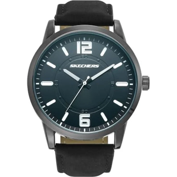 Skechers Quarzuhr SR9043, Herrenuhr analog mit Rotguss-Metallgehäuse, schwarzem Zifferblatt und 4 zusätzlichen Schmuckarmbändern – Bild 2