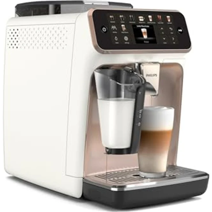 Philips Kaffeevollautomat EP5543/80 5500 Series, 20 Kaffeespezialitäten (heiß oder eisgekühlt), Rosé-Weiß, LatteGo-Milchsystem, SilentBrew Technologie – Bild 6
