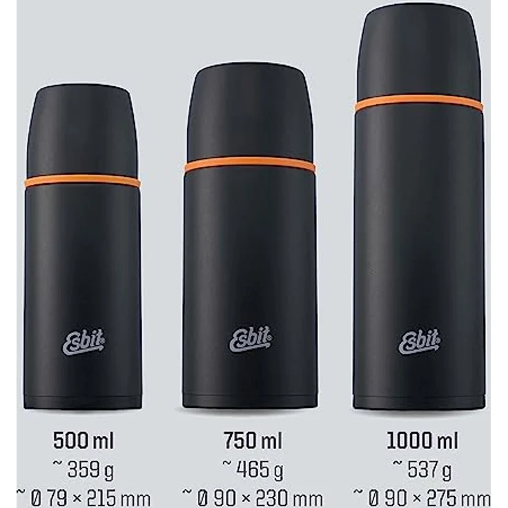Esbit Isolierflasche, 0,5L, aus Edelstahl, inkl. zwei Trinkbecher, schwarz – Bild 6