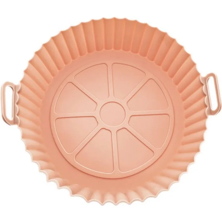 COFI 1453 Silikonform für Heißluftfritteusen, 26 cm, hitzebeständig bis 230°C, antihaft, grün und orange