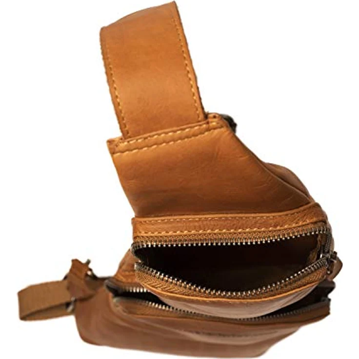 The Chesterfield Brand Logan Sling Bag, gewachstes Rindleder, hellbraun, 17 x 5 x 51 cm – Bild 3