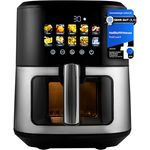 ProfiCook® Heißluftfritteuse 6,5L | Airfryer mit Color-Display | 9 Programme | 50-200°C | 1700W | XXL | PC FR 1286 H, silber