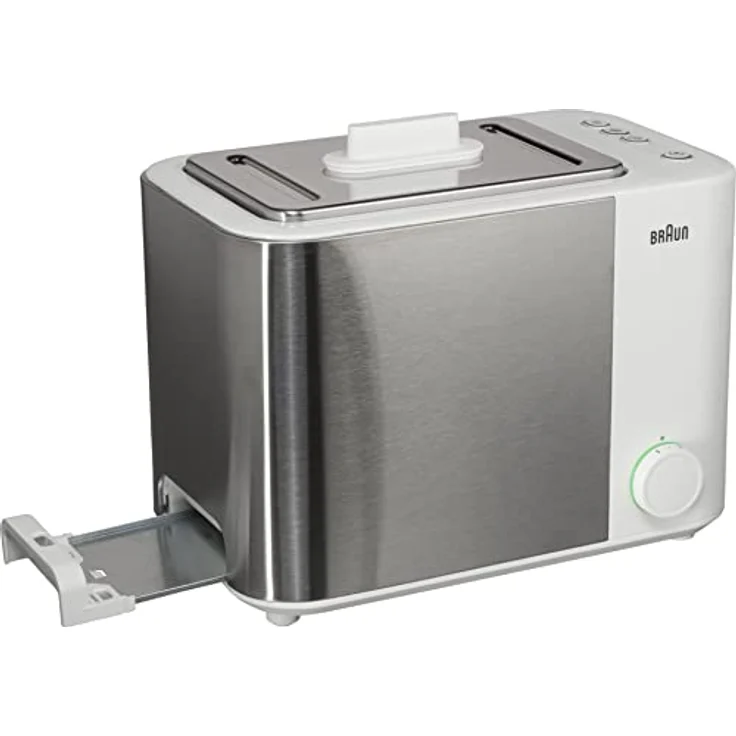 Braun IDCollection Toaster HT5010 WH ? mit Doppelschlitz, Bagel-Funktion für einseitiges Toasten, 13 Röstgrade, Auftaufunktion, inkl. Brötchenaufsatz, 1000 W, Weiß - Edelstahl – Bild 4