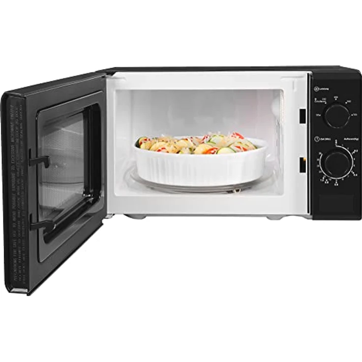 Exquisit MW900-030 Mikrowelle, 20 Liter Garraum, 700 Watt, Standgerät, 5 Leistungsstufen, Auftaufunktion, Timer, inkl. Drehteller 25,5 cm, schwarz – Bild 4