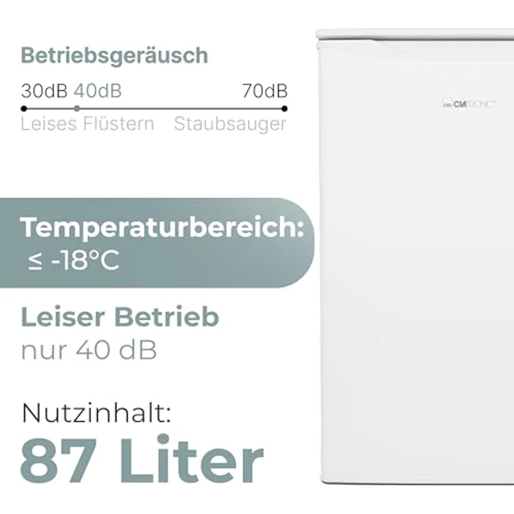Clatronic GS 102, kleiner Gefrierschrank mit 87 Liter, leise 40 dB, 3 Schubladen, bis zu -18°C, weiß – Bild 8