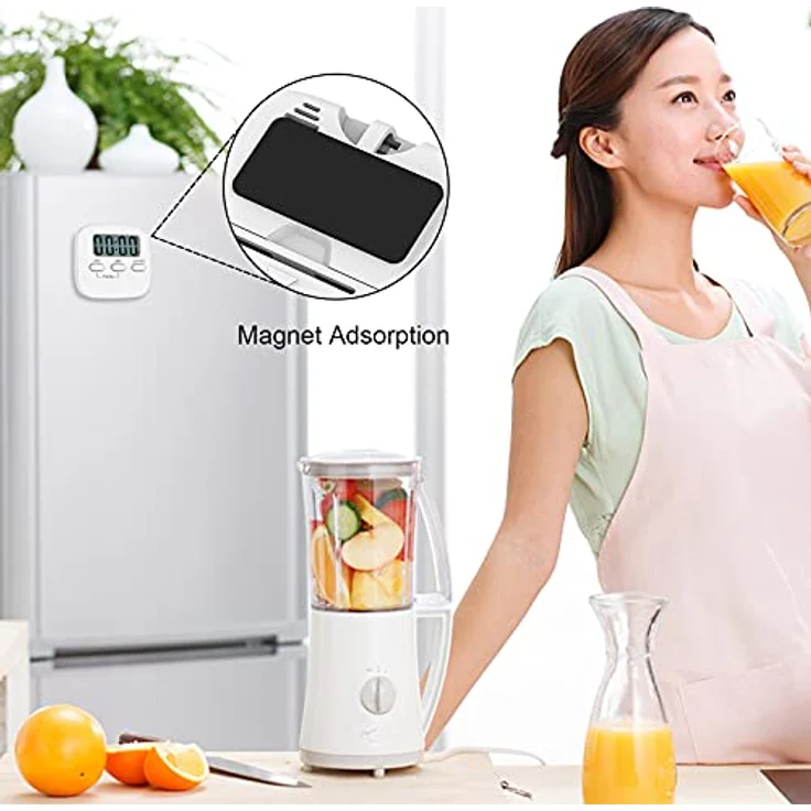 NIAGUOJI Küchentimer mit großem LCD-Display, digitaler Küchentimer zum Kochen, magnetische Stoppuhr, Timer mit lautem Wecker, Eieruhr, weiß – Bild 5