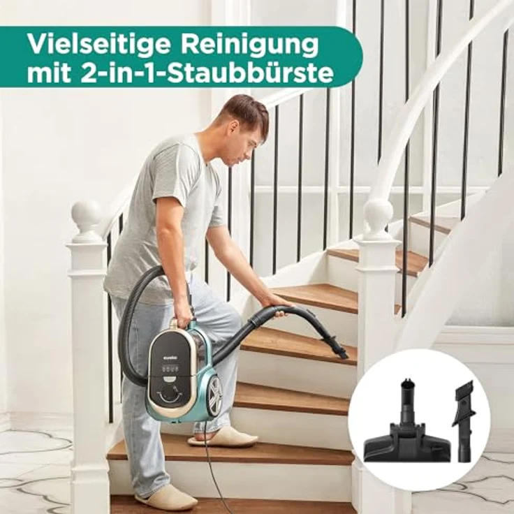 EUREKA Apollo Staubsauger Beutellos, leichter Zylinderstaubsauger mit Single Cyclone System, 800W Power Efficiency Motor, 2.2L Staubbehälter, Grün – Bild 5