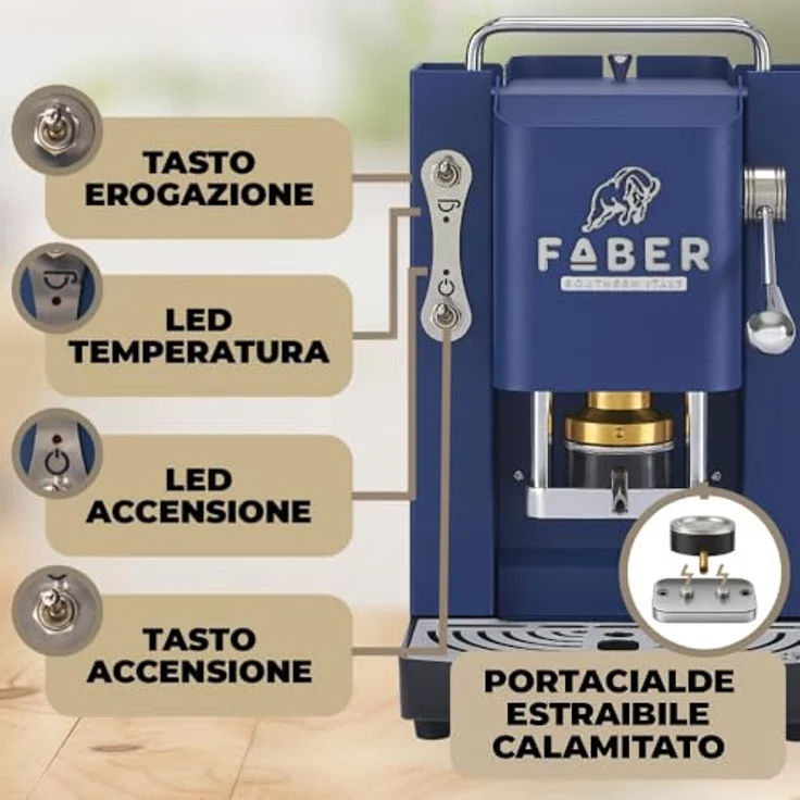 Faber Coffee Machines Pro Deluxe 3.0 Chrom Kaffeepadmaschine, 44 mm ESE-Pad kompatibel, hygienischer Glastank, magnetisch abnehmbare Brühgruppe, edle Chrom-Details – Bild 3