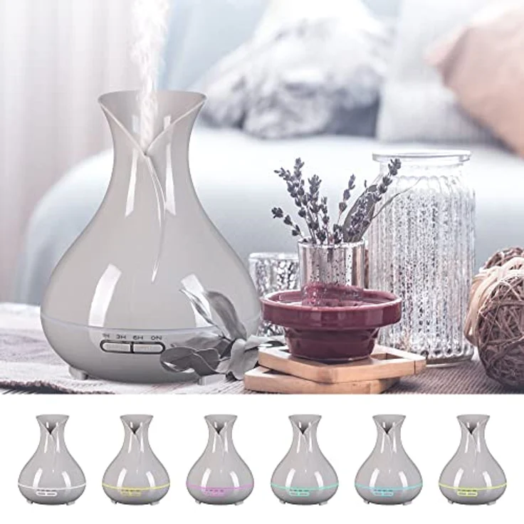 SIXTOL Vulcan Aroma Diffusor hellgrau Holz 350ml | Ultraschall-Luftbefeuchter | Zur Luftbefeuchtung und Durchduftung von Zuhause, Schlafzimmer, Büro | Aromatherapie | Für ätherische Öle – Bild 5