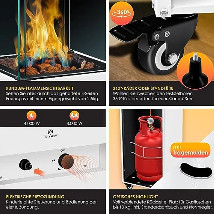KESSER® Heizstrahler Gas Terrassenheizstrahler Gasheizungen Gasheizstrahler Gasheizer inkl. Schutzhülle Outdoor-Heizung Mobiler Heizpilz Flammenheizer, Pyramide Terrassenheizer, - Preisvergleich – Bild 3