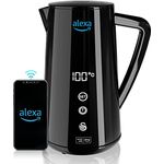 Swan Alexa Wasserkocher WIFI Smart Kettle 1,5L, mit Temperatureinstellung, Schwarz, Kabellos, LED-Touchscreen, Warmhaltefunktion, Cool Touch, Isolierte Edelstahlwand, 1800W, SK14650BLKNEU