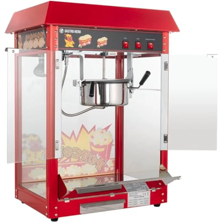 GastroHero Popcornmaschine groß, professionelle Popcornmaschine mit Überhitzungsschutz, Edelstahl-Design, optimale Kapazität für Gastronomie  – Bild 3