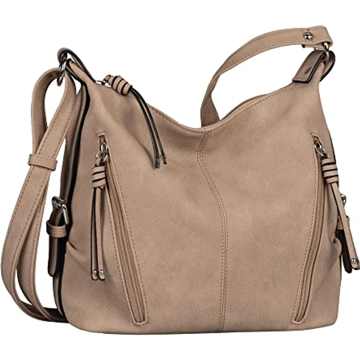 TOM TAILOR Umhängetasche CAIA Cross bag M, Nubuklederimitat, 7 Fächer, verstellbarer Schulterriemen – Bild 2