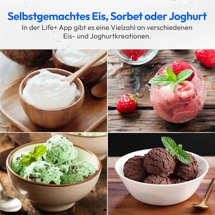 MEDION Smarte Eismaschine mit Kompressor MD12170, selbstkühlend, App Steuerung inkl. Eis-Rezepte, LED Display, 2 Liter, Joghurt Eiscreme, edelstahl – Bild 3