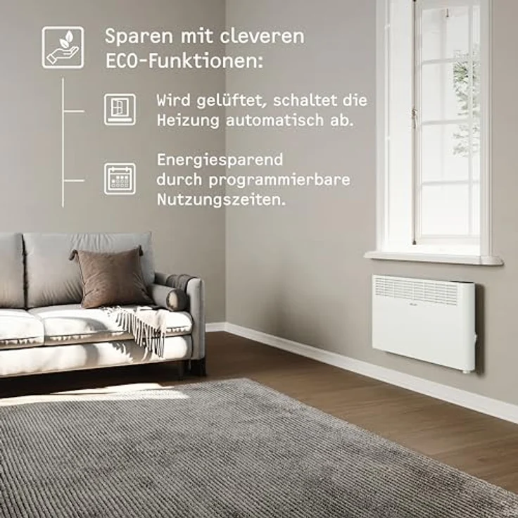 STIEBEL ELTRON Wandkonvektor CNS 1500 Plus LCD, 1,5 kW für ca. 20 m², TÜV geprüft, LC-Display, Wochentimer, Elektroheizung energiesparend, Weiß, 205856 – Bild 3