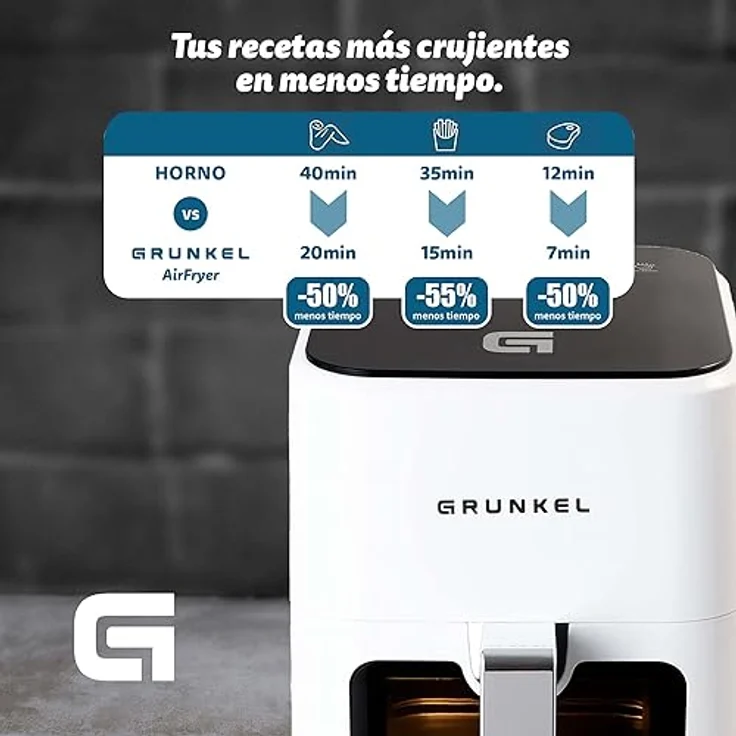 Grunkel 4L Heißluftfritteuse, 1200W, weiße Küchenmaschine – Bild 2