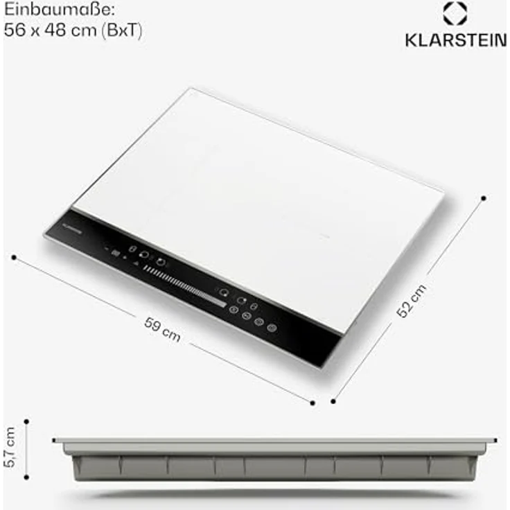 Klarstein Induktions-Kochfeld DualTone CP8-KL-DT-60-Hy-Wh, 4 Zone Flex Touch Timer LED, weiß – Bild 7