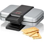 Cloer 6119 Spekulatius-Waffeleisen, Antihaftbeschichtung, Kontrolllampe, 3-Stufige Griffverriegelung, silber