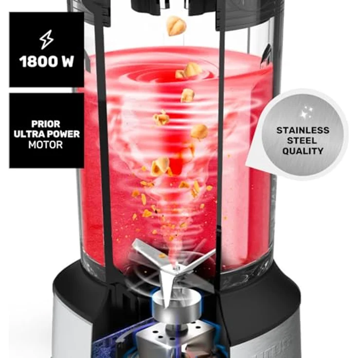 Taurus Standmixer PRIOR ADVANCE 1800 W 2 L, leistungsstarker Standmixer in schwarz – Bild 2