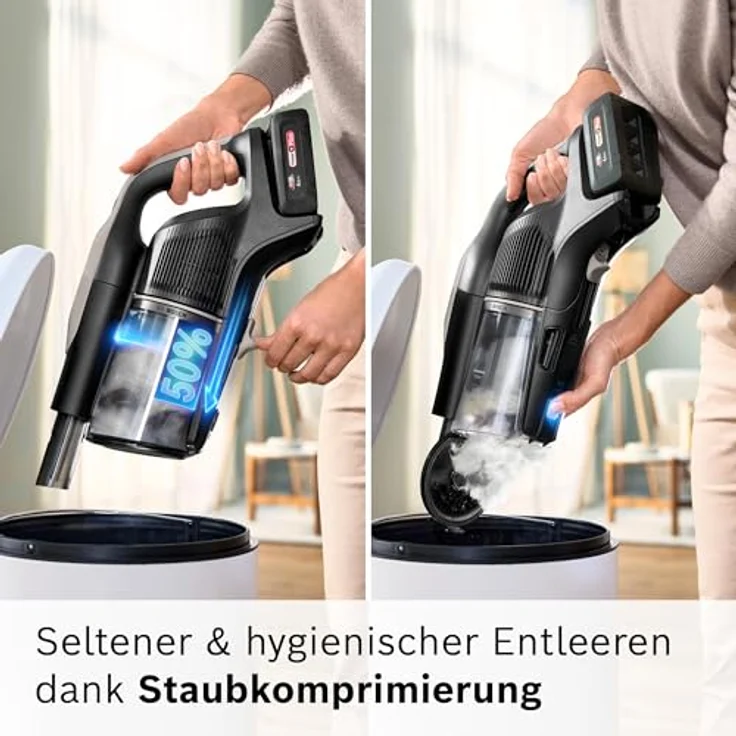 Bosch Akku-Staubsauger Unlimited 10 BKS1051GQC, beutellos, elektrische Universaldüse mit LED-Beleuchtung, Lange Laufzeit, 6 Reinigungsmodi, grau – Bild 5