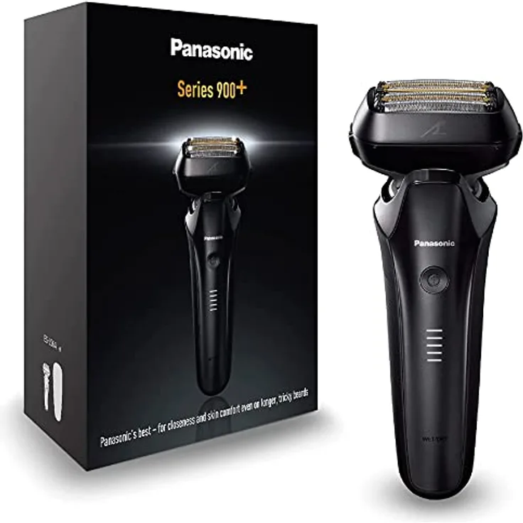 Panasonic Series 900+ Premium Nass- / Trocken Rasierer ES-LS6A, 6-fach-Scherkopf mit Linearmotor, schwarz, Matt-schwarz