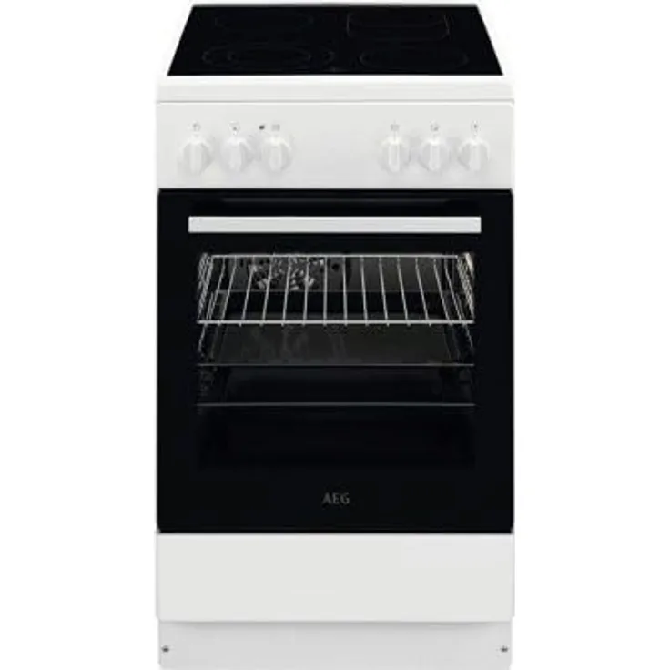 AEG CCB54091BW Standherd mit Glaskeramikkochfeld, 50 cm breit, 57 L, 8 Beheizungsarten, weiß