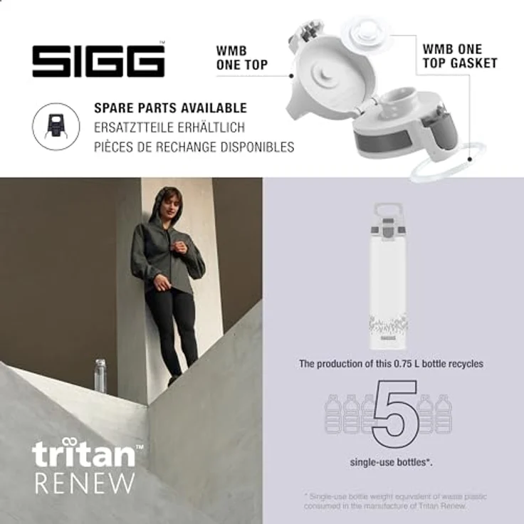 SIGG Total Clear ONE MyPlanet™ Trinkflasche (0.75 L), BPA-freie und auslaufsichere Trinkflasche, bruchfeste Sport Trinkflasche aus Tritan mit Fruchtfilter, Anthrazit – Bild 4