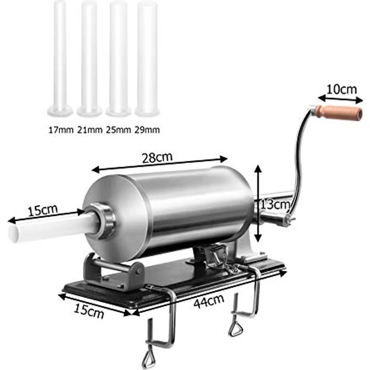 KOMFOTTEU Wurstfüllaufsatz Wurstfüllmaschine, Wurstspritze 4,8 L, rostfrei, mit Halterung und 4 Füllrohren – Bild 8