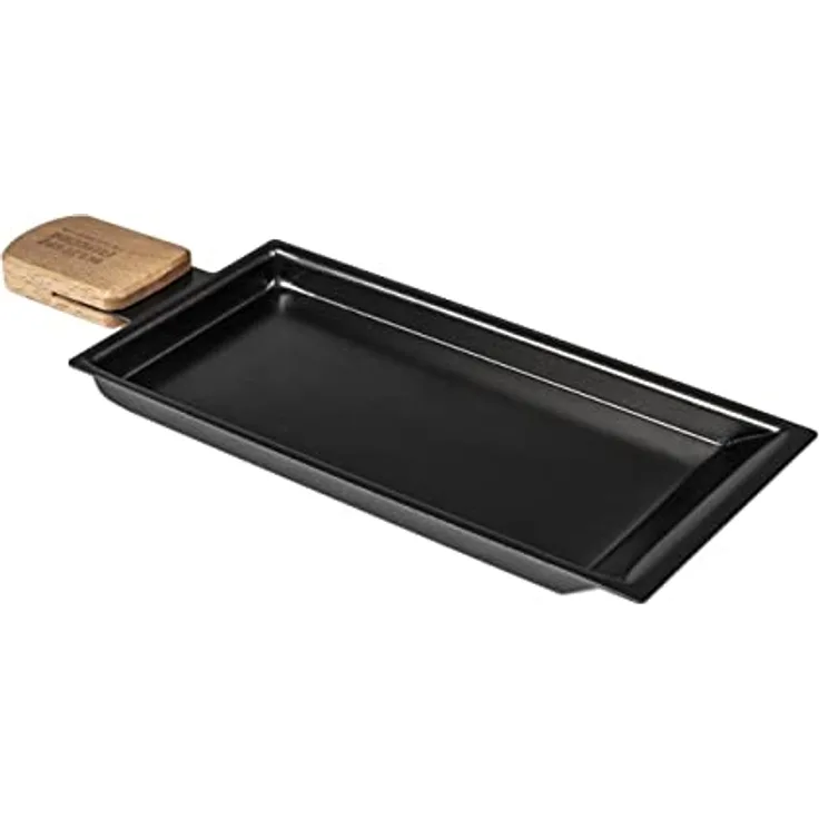 KUHN RIKON Raclette-Pfännchen mit Holzgriff, ergonomischer Griff, antihaftbeschichtet, Black, 19208