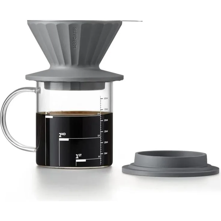 BUYDEEM CD1024, Kaffeebecher aus Glas mit Filter, 350 ml, tintengrau