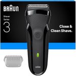 Braun Series 3, Elektrorasierer für Nass- und Trockenrasur mit wasserfester Konstruktion und 45 Minuten Akkulaufzeit