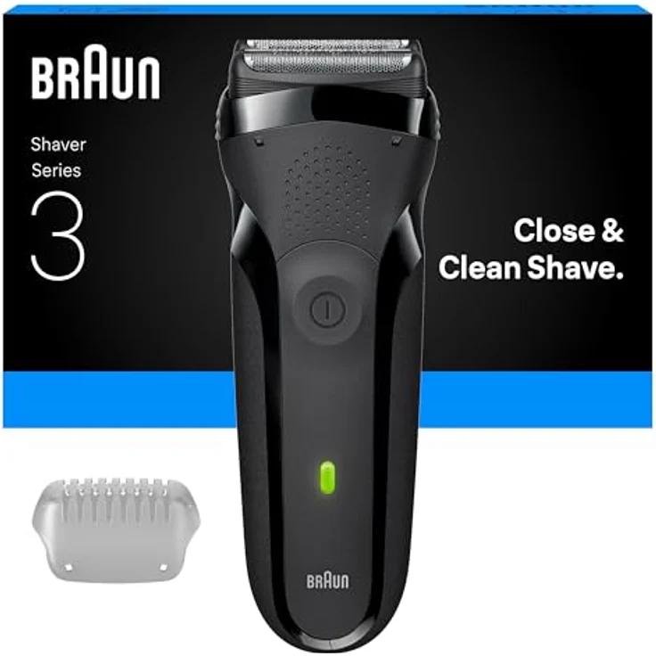 Braun Series 3, Elektrorasierer für Nass- und Trockenrasur mit wasserfester Konstruktion und 45 Minuten Akkulaufzeit – Bild 1