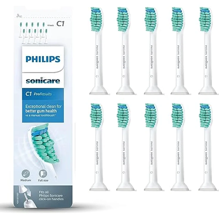 Philips Sonicare Original ProResults Standard Schallzahnbürstenköpfe - 10er Pack in Weiß (Modell HX6010/32) – Bild 1