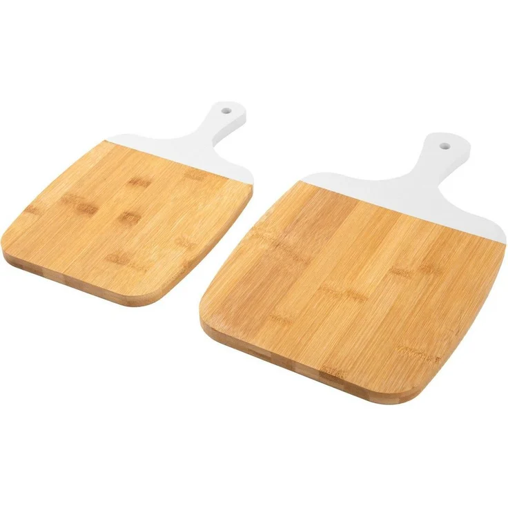 Present Time Gourmet Schneidebrett-Set, aus Bambusholz mit farbigen Griffen, Weiss – Bild 1