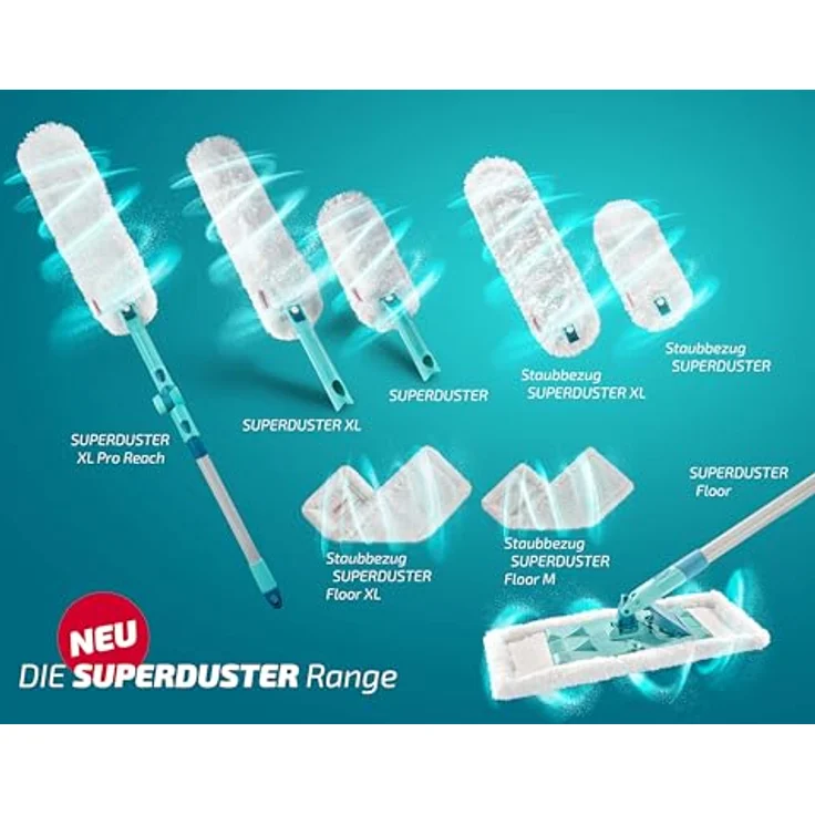 Leifheit Staubwischer SUPERDUSTER XL, waschbarer Mikrofaser Staubwedel mit 3 Ersatzbezügen, bindet Staub sicher auf großen Flächen – Bild 7