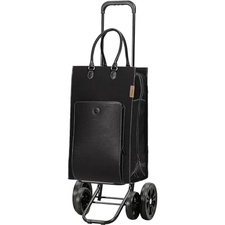ANDERSEN Quattro Shopper Charu, Einkaufstrolley schwarz, 49 L, höhenverstellbar, abnehmbares Fahrgestell, leise Flüsterräder, multifunktional – Bild 1