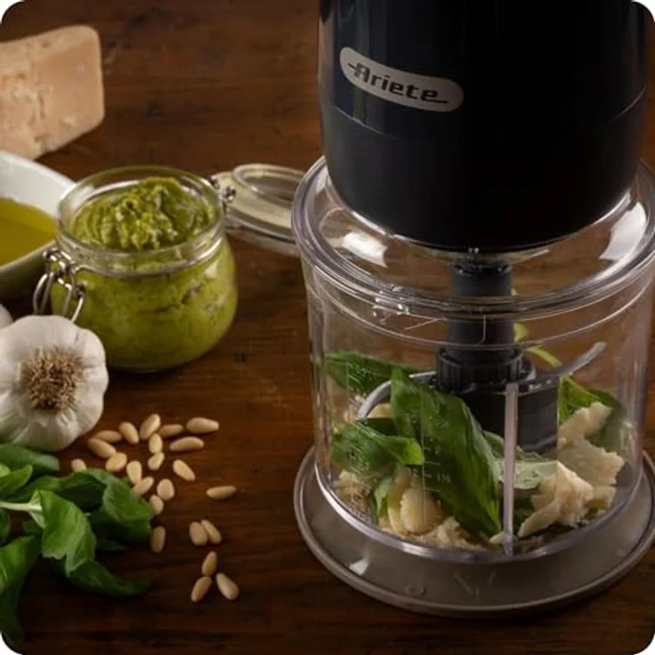 Ariete 437 Zerkleinerer Breakfast, 400 W, 700 ml, 4 Edelstahlklingen, 2 Geschwindigkeiten, rutschfeste Basis, dunkelgrau – Bild 2