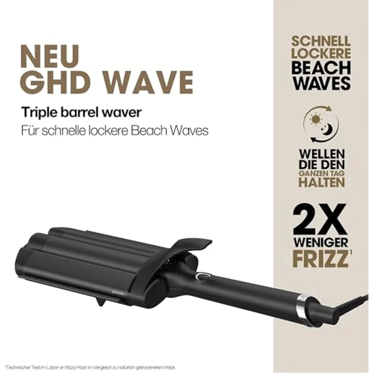 ghd Triple Barrel Waver, schwarzer Lockenstab für langanhaltende, lockere Beach Waves mit fortschrittlicher PTC-Heiztechnologie und 185 °C Stylingtemperatur – Bild 3