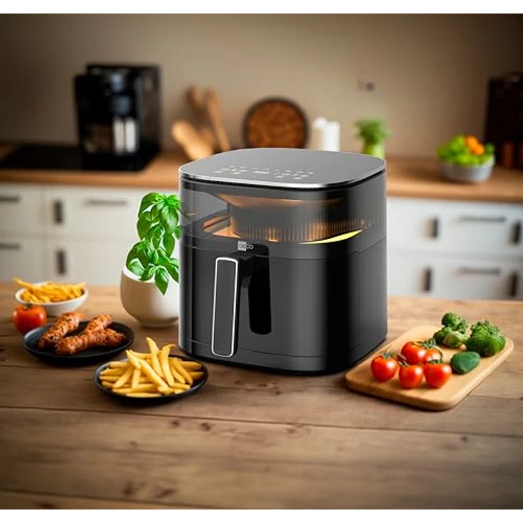 aeco TOUCH AirFryer 5,7 Liter, Heißluftfritteuse mit 270° beleuchtetem Sichfenster & digitalem Touch-Display, 1700 Watt, 80°-200° einstellbar, 8 Programme, inkl. Rezeptheft – Bild 5
