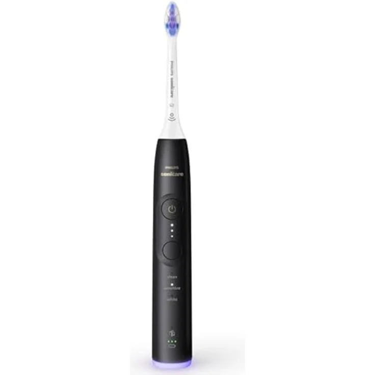 Philips Sonicare 6500 HX7411/02, Elektrische Zahnbürste mit 62000 Bewegungen/min, 3 Modi, 3 Intensitätsstufen, Smartphone-App, Druckwarnung, BrushSync-Erinnerung, Schwarz – Bild 2
