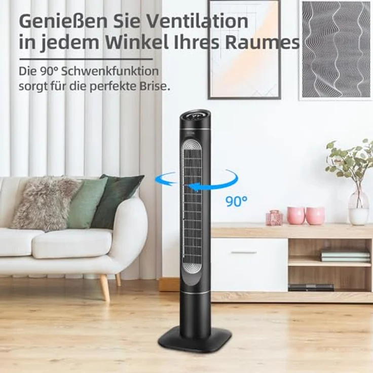 Be Cool Turmventilator, 85W mit LED-Display, schwenkbar, Timerfunktion und Negativ-Ionen-Reinigung – Bild 6