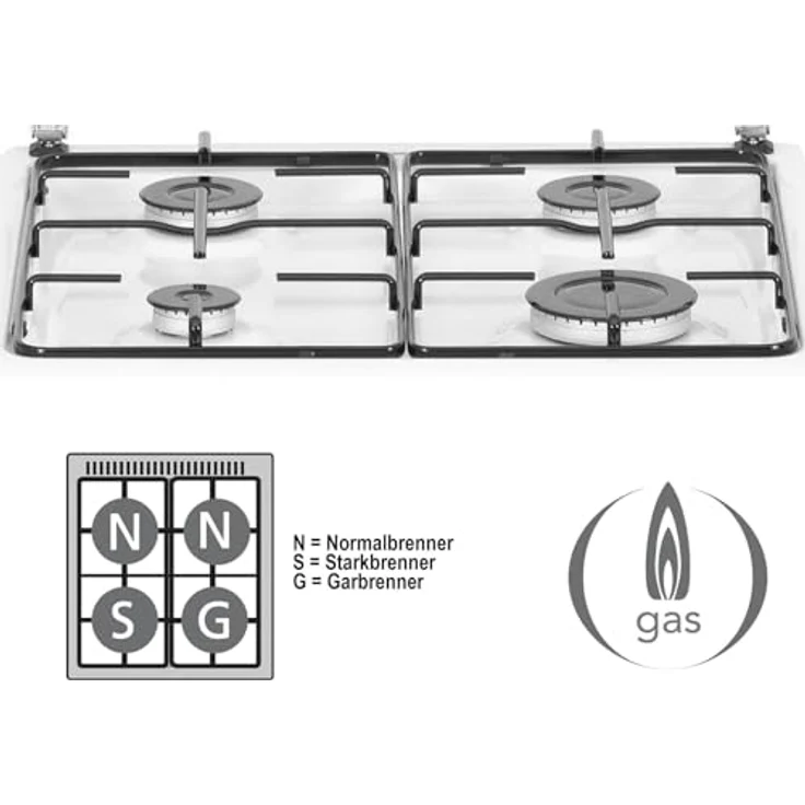 Oranier Standherd 60 cm - weißer 4 flammiger Elektro-Gasherd mit Elektro-Backofen - freistehender E-Herd mit Gaskochfeld 4 Kochzonen - STK657 – Bild 4